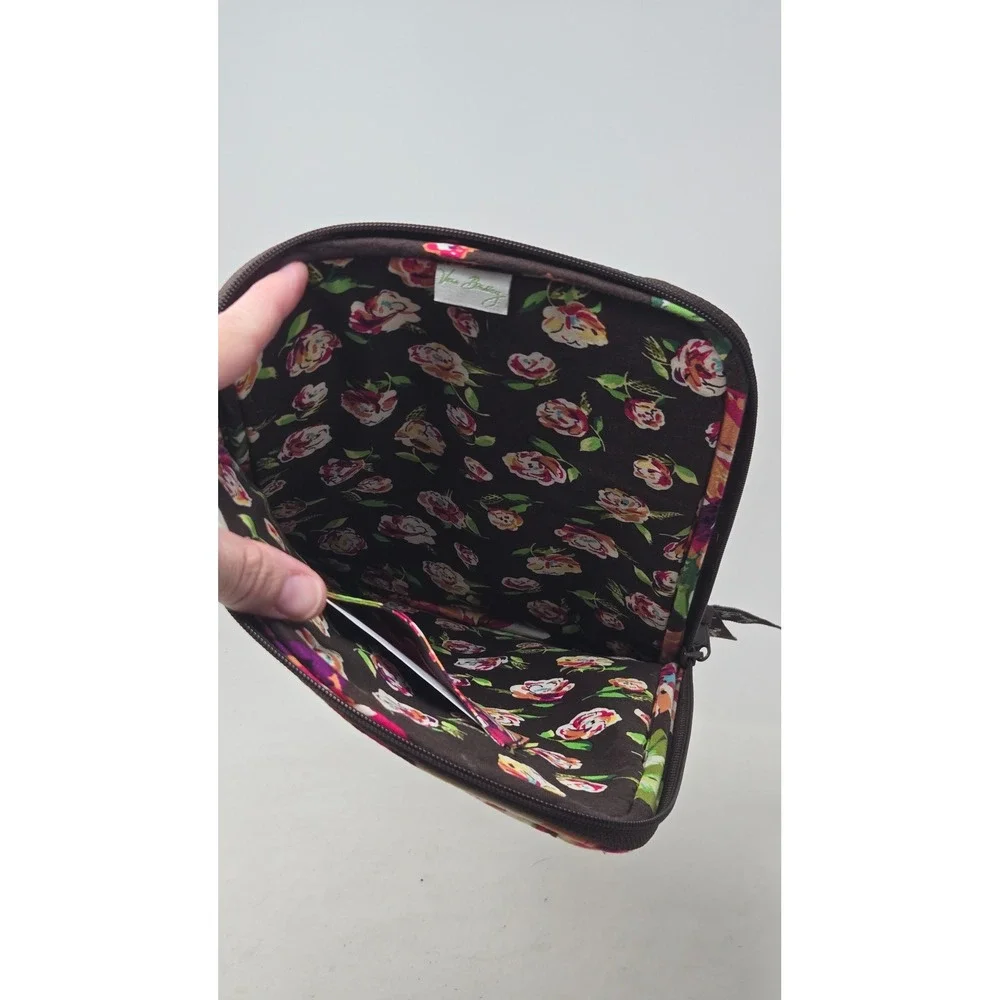 Vera Bradley Provencal Quilted Floral Tablet Sleeve Case Padded Zip Bag Brown